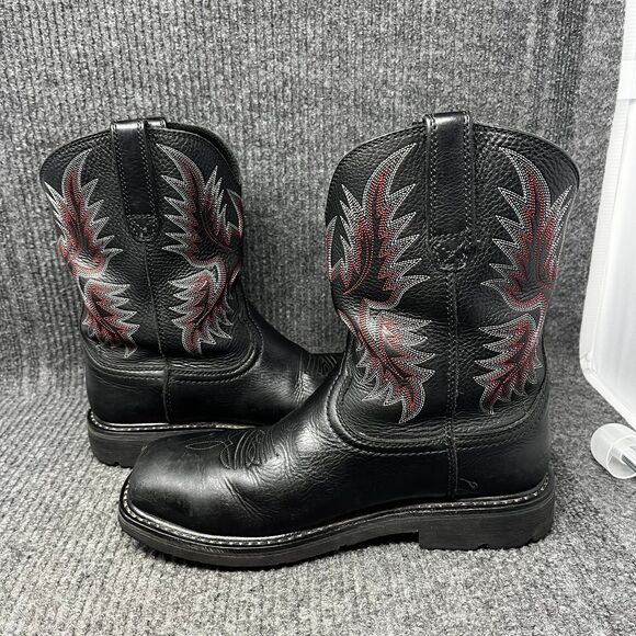 Ariat Sierra Square Steel Toe Western Boots Black Leather Cowboy Mens 8.5 D - Picture 6 of 9